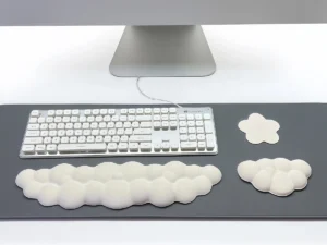 3pcs Cloud Keyboard Wrist Rest Set, Cloud Wrist Rest with Non-Slip Base, Desktop Floral Coaster, Suitable for Keyboard Wrist Pad