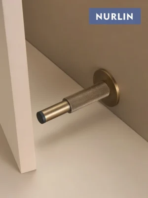 Nurlin Brass Knurled Door Stop Bathroom Door Room Stopper Heavy Duty Floor Wall Mount Bumper Door Holder Catch Antique Brass