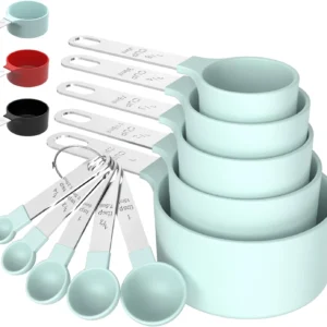 8pcs Measuring Cups & Spoons Set,Stackable Nesting Measure Cups with Stainless Steel Handle,Kitchen Gadgets for Cooking & Baking