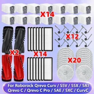 Fit For ( Roborock Qrevo Curv / S5V / S5X / 5A1 / 5XC / 5AE / CurvC / Qrevo C / Qrevo C Pro ) Parts Brush Filter Mop Cloth Bag