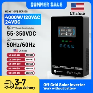 Sumry 4kw Hybrid Inverter Off Grid Pure Sine Wave solar Inverter 24V 140A 5600W 50Hz/60Hz for 6.25 Inch LCD Display