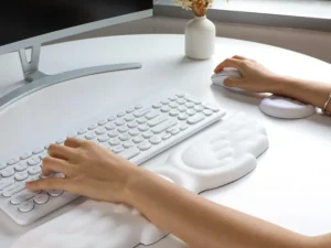 Mousepad Ergonomic Angel Keyboard Wrist Rest and Mouse Pad Set Reduce Wrist Pain for Office and Gaming Use Angel Wing, Memory Fo