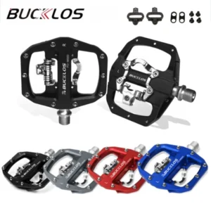 BUCKLOS Pedals MTB Bike Flat Pedal Platform Bearing Dual Function for Spd System Aluminum Alloy Mountain Bike Pedal Bicycle Part