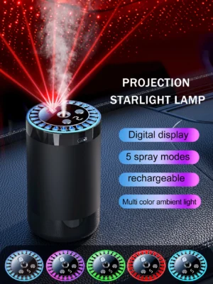 Rechargeable car aroma diffuser, aromatic essential oil, colorful lights, romantic starry sky lights, bedroom gift