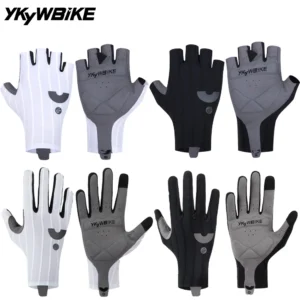 YKYWBIKE Cycling Gloves Woven Aerodynamic Striped Bicycle Sports Gloves Anti-Slip Riding Gloves Shock-absorbing Road Bike Gloves