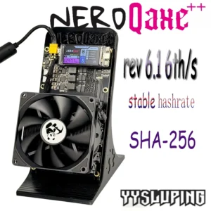 BitNerdQaxe++ Rev6.1 Bitcoin Miner Latest 6TH/s SHA-256 BTC Low Power 100W Solo Miner with 12V 10A PSU for Cryptocurrency Mining