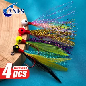ANFS 4pcs/Box Jig Head Fishing Hook Set- Freshwater Saltwater Fishing Jig Hooks For Bass Crappie Trout Panfish