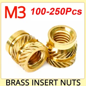 100-250pcs M3 Insert Brass Nut Hot Melt Knurled Thread Heat Embedment Copper Nuts Embed Pressed Fit for 3D Printer Plastic Case