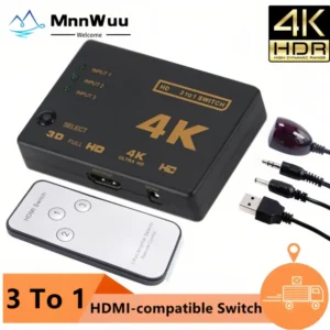4K HDMI-compatible Switch With IR Remote Control 3 in 1 Out HDMI-compatible Switches 3 Port VIdeo Switcher For DVD HDTV Xbox PS4