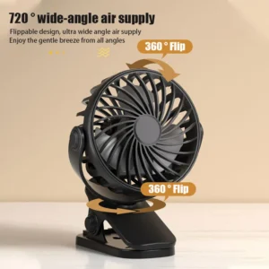 Rechargeable Portable Electric Fan 720° Rotating Hanging Clip Fan Night Light Air Cooler Outdoor Camping Small Fans Ventilador