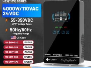 Sumry 4KW 120V Off Grid Solar Inverter 24V 140A 5600W MPPT Charger Pure Sine Wave Home Inverter 6.25 Inch LCD Display