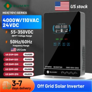 Sumry 4KW 120V Off Grid Solar Inverter 24V 140A 5600W MPPT Charger Pure Sine Wave Home Inverter 6.25 Inch LCD Display