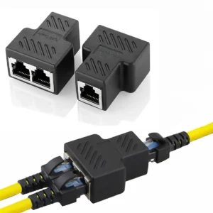 RJ45 Splitter Adapter,Aoiutrn USB 1 to 2 Network Connector Dual LAN Ethernet Socket 8P8C Extender Plug Cable for Cat5,5e, Cat6,7