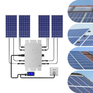 Solar Micro Grid Tie Inverter, WVC-1200W MPPT Pure Sine Wave DC to AC Inverter, IP65 Waterproof with LCD Display, Compatible