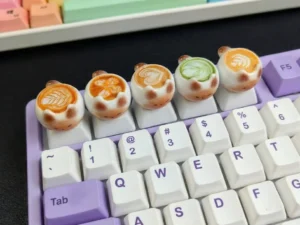 Cute Thai Cat Coffee Cartoon Keycaps Kawaii PBT Mechanical Keyboard Key Caps Custom DIY Anime Gaming Accessories Gift