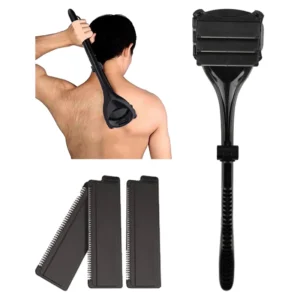 Men's painless back shaver three blade hair removal device back long handle portable foldable shaver body care