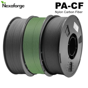 NEXAFORGE 3KG PA6-CF Carbon Fiber Nylon Filament 1.75mm , 3D Printing Heat Resistance Stiff & Strong, PA-CF 3 Rolls 1KG Spool