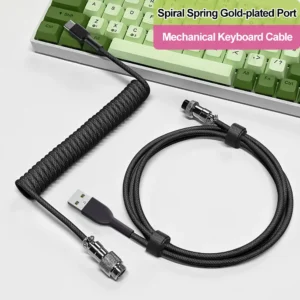 Mechanical Keyboard Coiled Cable Type-C USB Port Aviator Coiling Cable for Gaming and Desktop Computers Aviation Connector Cord