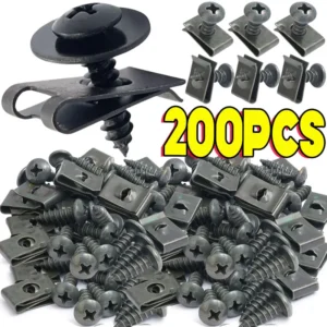 10/200pcs Car Metal Screw Clips Set U-Type Fastener Clip with Screw Anti-rust Fender Bumper Protection Buckle Iron Sheet Screw