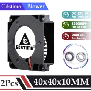 Gdstime 2Pcs 40mm 24V 3D Printer Fan 40x10MM Dual Ball Turbo Blower 12000RPM High Speed Cooler 4010 Printer Accessories Radiator