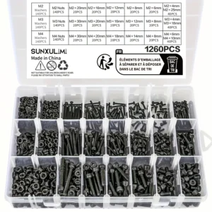 1260pcs Metric Bolt Assortment - M2 M3 M4, 21 Sizes 4MM To 30MM 12.9 Alloy Steel Bolts And Nuts Kit