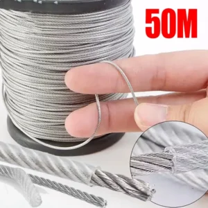 10/30/50M Stainless Steel Wires Ropes 1-4mm Rustproof Lifting Line Aircraft Cable Wire Ropes for Yard Zipline Deck Railing