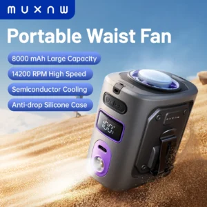 MUXNW Ventilador Waistban Rechargeable Clip-On Waist Fan with Ice Cooling Plate, 8000mAh Portable Hands-free Belt Fan for Campin