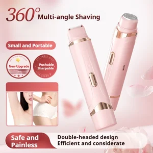 Electric Shaver Mini Women Bikini Trimmer Waterproof Rechargeable Body Hair Shaver Mini Double Headed Electric Epilator