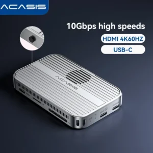 Acasis USB-C SSD Enclosure for iPhone 17/17 Pro|M.2 NVMe External Storage for Mac/Windows Laptop, 10Gbps Transfer Magnetic Adapt