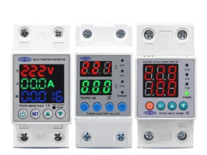 TOMZN Din Rail Dual Display Adjustable Over Under Voltage Current Protective Device Protector Relay 40A 63A 80A 100A 220V 230V