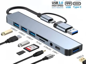 8-in-2 USB 3.0 Hubs TYPE-C HUB USB C Docking Station 5Gbps High Speed Transmission OTG Adapter Type C to USB 3.0 Hub For Laptop