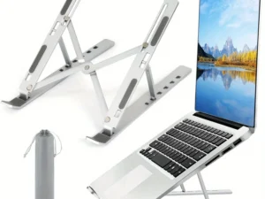 Adjustable Aluminum Laptop Stand - 6-Level Height, Foldable & Portable Design For 8-16” Laptops, Enhanced Ventilation & Heat