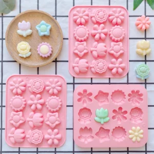 1pc Mini 12 cavity 6 small flower shaped candy chocolate cookies silicone mold kitchen handmade baking tool