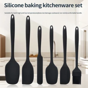 Silicone kitchenware 6-piece set, cream scraper, spatula, oil brush, size scraper set baking tool,Non-integrated hand