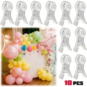 10pcs 3.5 Inch Heavy Duty Spring Clamp,Transparent Plastic Multipurpose Clip for Balloon Arch Backdrop Fixing,Photography Studio