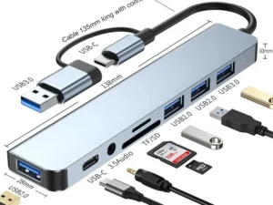 8 In 1 USB C Hub Expander Multiport Adapter Type C Splitter Dock USB 3 Port For Xiaomi Phone Tablet Fast Data Transfer Charging