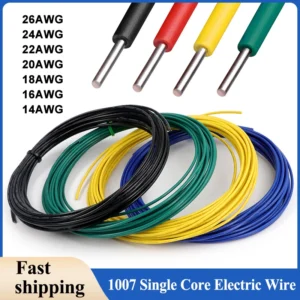 2~50m 1007 Single-core Electric Wire 26 24 22 20 18 16 14AWG PVC Insulated Solid Tinned Plating Copper LED Cable Extension Cord