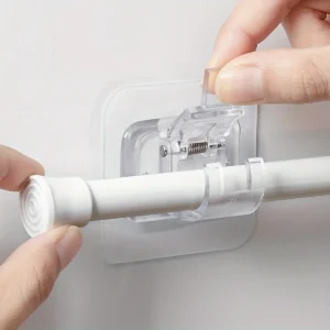 Self Adhesive Curtain Rod Holder,Adjustable Rod Bracket, Curtain Hook,No Drill and Nail Free Rods Hanger Wall Mount Hooks