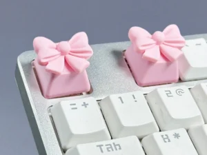 DlY Personalized original resin cute bow keycap cross axis mechanical keyboard keycap single macaron pink
