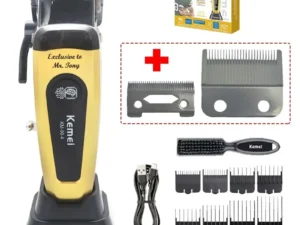 Kemei Km-90-4 Professional Hair Clipper for Men 11500RPM 10W Brushless Motor DLC Blade Base Charger Haircut Machine Hair Trimmer