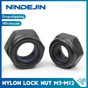 NINDEJIN Black Nylon Lock Nut 304 Stainless Steel Zinc-plated Hex Hexagon Self Locking Nut M3 M4 M5 M6 M8 M10 M12 Lock Nut
