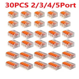 30-Piece Set of Orange Combination Cable Connectors 2-Port/3-Port/4-Port/5-Port Quick Cable Electrical Jacketed Connection Terminals