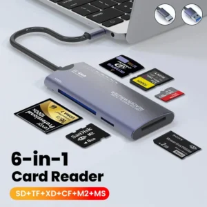 6IN 1 Multifunctional Card Reader USB High Speed Data Transfer Adapter Type C SD/TF/XD/CF/M2 Memory Reading For Cameras Computer