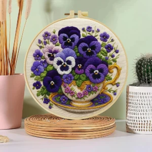 1pc 20X20CM/15X15CM 7.87/6.3inch Embroidery Starter Kit DIY Kit Home Decor, Flower, Embroidery Kit