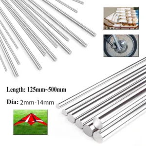 304 Stainless Steel Rod 0.8mm-1.8mm 2mm 2.5mm 3mm 4mm 5mm 6mm 8mm 10mm 14mm Linear Shaft Metric Round Rod 125mm 500mm Long