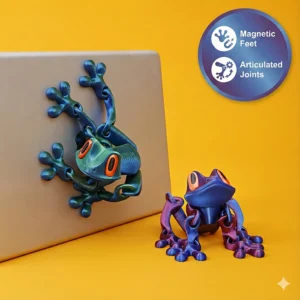 3D Printed Magnetic Articulated Frog Fidget Toy Cute Flexi Animal Model Fridge Magnet Stress Relief Sensory Gift Desktop Decor