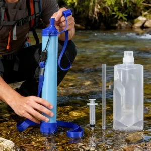 1pcs Outdoor Water Filter, Personal Straw Water Filtration System, Emergency Survival Water Purifier For Camping Hiking Climbing