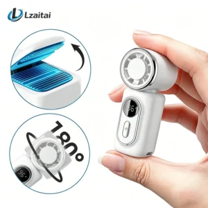 Portable Mini Fan Handheld Cooling Turbo Small Fan 5 Speed 3000mAh LED Display 180° Adjustable Clip USB Rechargeable Fans New