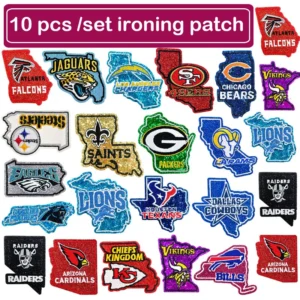 10pcs /set Mini Team Ironing Patch Rugby Football Grit Embroidered Fabric Badge Belle Clothes T-shirts Accessories DIY Decor