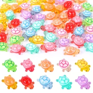 50/100 Pcs Cute Mini Luminous Turtle Ornaments Glowing in The Dark Miniatures Turtle Micro Landscape Home Decor Gift